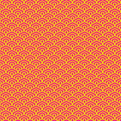 colorful simple vector pixel art yellow and magenta color seamless pattern of minimalistic geometric scaly hexagon pattern in japanese style