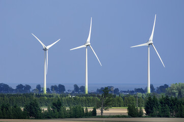 three wind turbine windmills for electric power