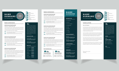 Professional Resume Template Job Applications, CV Layout, and Cover Letter Template Vector Design