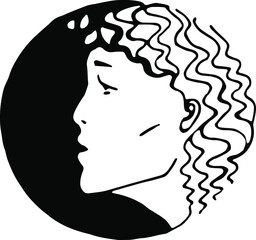 human profile, vector, line art