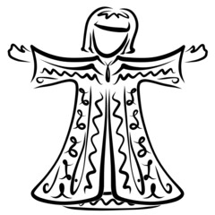 Happy Joseph in colorful clothes given to him by his father, black pattern