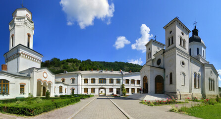 Fototapeta na wymiar Bistrita Monastery panorama, Romania