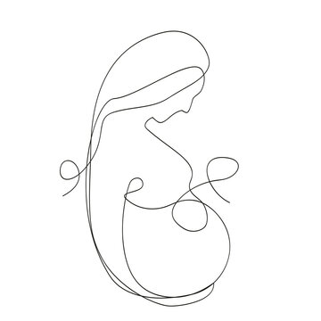 recommend clip art: Pregnant woman line drawing, Happy expectant mother silhouette drawing vector line art