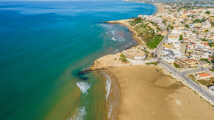 Aerial View of Cava d'Aliga and the Mediterranean Sea, Scicli, Ragusa, Sicily, Italy, Europe