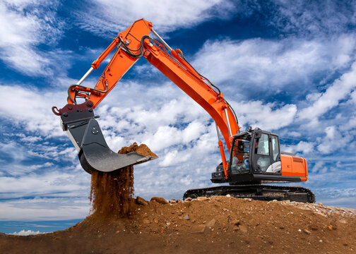 excavator working on construction site