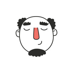 Man's face with a beard, in a doodle style.