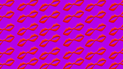 Abstract contemporary art collage red glasses lips shape on pink background