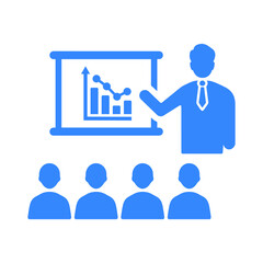 Business, Presentation icon. Blue vector design.