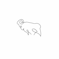 One line sheep design silhouette. Logo design. Hand drawn minimalism style vector illustration.