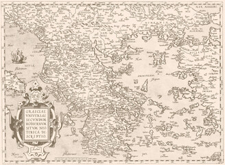 Fototapeta premium Old antique world map. Vintage style wallpaper
