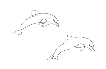 One line dolphin design silhouette.Hand drawn minimalism style vector illustration.