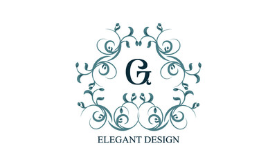 Vintage elegant logo with initials G on a light background. Exclusive monogram for restaurants, clubs, boutiques, cafes, hotel cards. Business style and brand of the company.
