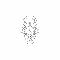 One line crayfish design silhouette.Hand drawn minimalism style vector illustration.
