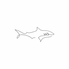 One line shark design silhouette.Hand drawn minimalism style vector illustration.