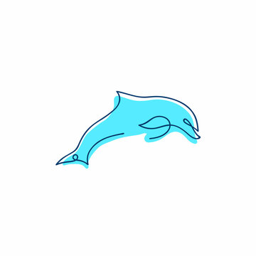 One line dolphin design silhouette.Hand drawn minimalism style vector illustration.