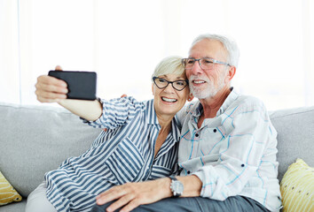 senior couple taking selfie happy elderly retired portrait mobile phone smartphone technology love photo