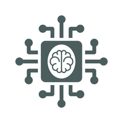 Mainframe, brain, chip icon. Gray vector graphics. 38