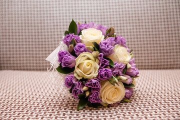 Beautiful bridal bouquet of different flowers