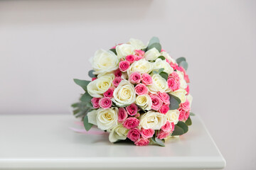 Beautiful bridal bouquet of different flowers