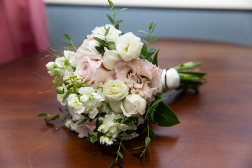 Beautiful bridal bouquet of different flowers
