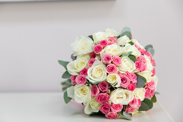 Beautiful bridal bouquet of different flowers