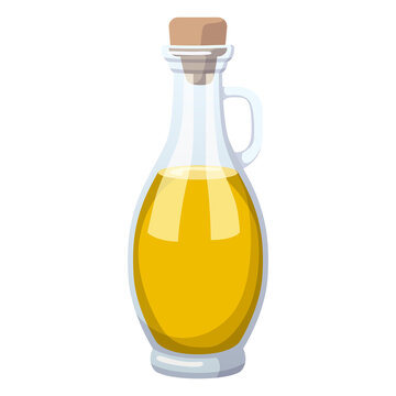 Realistic bottle with sunflower or olive oil isolated on white background - Vector