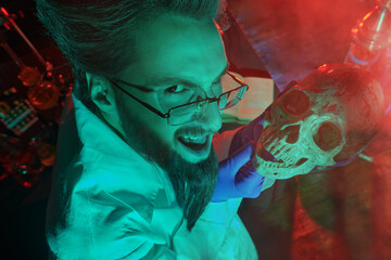 obsessed doctor with skull