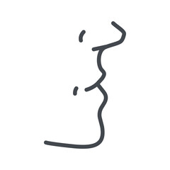 Line icon of a human mouth side view isolated