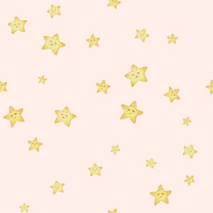Seamless pattern with stars for fabric. Watercolor wallpaper.