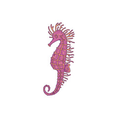 Seahorse. Vector wild ocean animal underwater life doodle line isolated illustration.