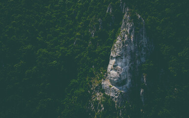 Decebalus head carved into the mountain