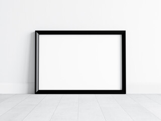 Black horizontal frame mockup, poster mockup, print mockup, 3d render