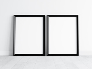Two black frames mockup, poster mockup, print mockup, 3d render