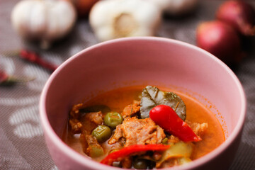 Panang Curry With Pork. Thai food that is popular among families and is a popular street food food that Thai people like.