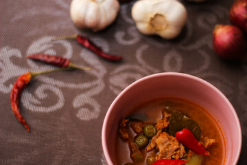 Panang Curry With Pork. Thai food that is popular among families and is a popular street food food that Thai people like.