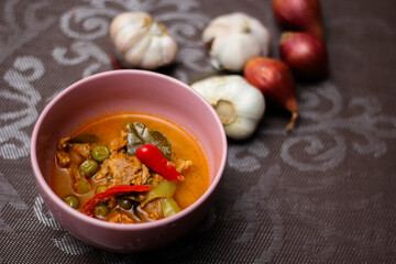 Panang Curry With Pork. Thai food that is popular among families and is a popular street food food that Thai people like.