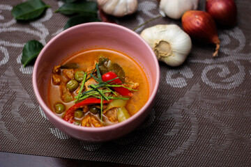 Panang Curry With Pork. Thai food that is popular among families and is a popular street food food that Thai people like.