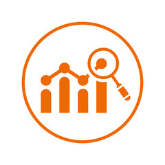 Prediction, research icon. Orange vector sketch.