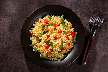 vegetarian dish. rice with vegetables