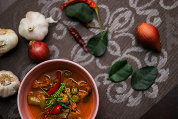Panang Curry With Pork. Thai food that is popular among families and is a popular street food food that Thai people like.