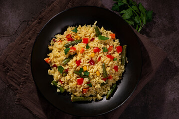 vegetarian dish. rice with vegetables