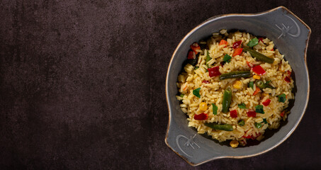 vegetarian dish. rice with vegetables
