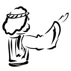 Biblical righteous man praying to the Creator or preaching about God, black outline