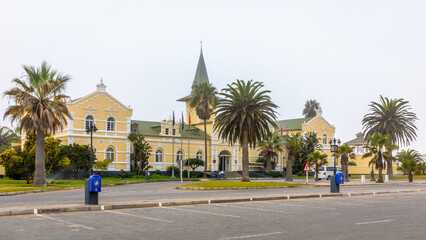 The historic railroad station, now a hotel, casino and entertainment complex, Swakopmund, Namibia. 