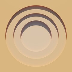 Obraz premium Geometric minimalistic beige level circles with shadows gradient background 3d illustration