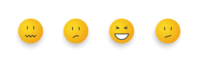 Fototapeta premium Emoticon icons. Cartoon emoji set. Smiley faces with different emotions. Vector illustration