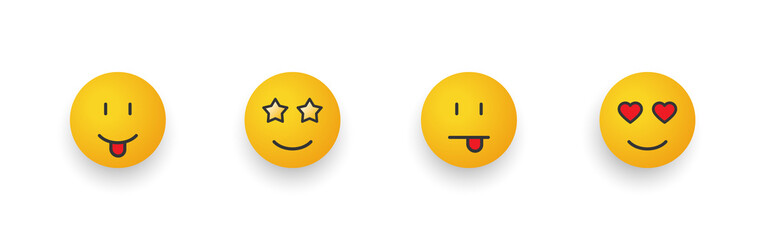 Emoticon icons set. Cartoon emoji. Smiley faces with different emotions. Vector images