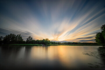 sunset at lake Necko near the Polish city of Augustow