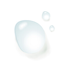 Bright realistic transparent water drops on white background