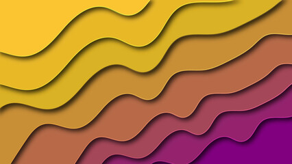 Abstract background of Papercut style smooth background.  Yellow and purple combination cut out style wallpaper 